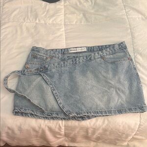 Bershka Light Blue Denim Mini Skirt